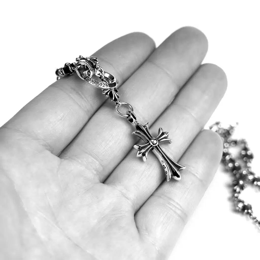 Chrome Hearts CROSS AND BABYFAT CHARM WITH TINY E CH PLUS CHALK CHAIN