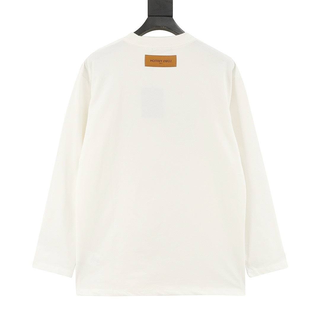 Louis Vuitton Oversized Monogram Flower Graphic Long-Sleeve T-Shirt - Ivory - back view